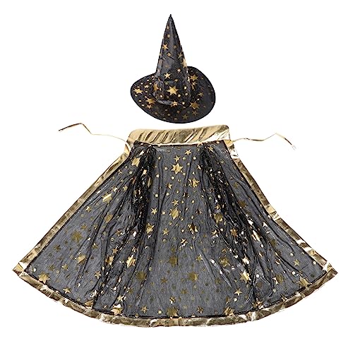 KOMBIUDA 1 Satz Halloween-umhang Zaubererumhang Für Cosplay Zaubererumhang Und Hut Für Rollenspiel-zaubererkostüm Black Verdicktes Satingewebebronzieren KOMBIUDA 1 Satz Halloween-umhang Zaubererumhang Für Cosplay Zaubererumhang Und Hut Für Rollenspiel-zaubererkostüm Black Verdicktes Satingewebebronzieren von KOMBIUDA