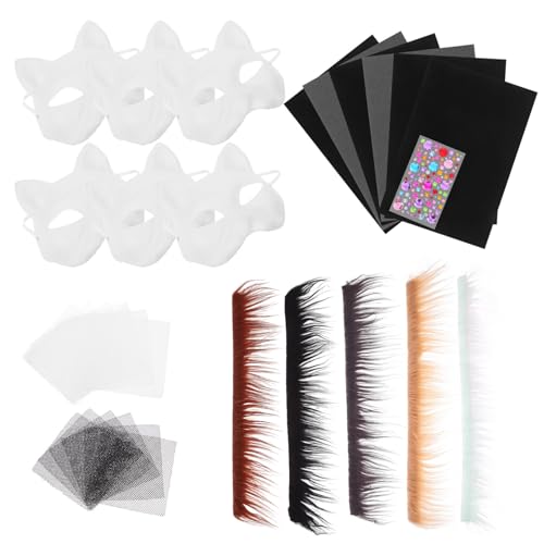 KOMBIUDA 1 Satz Katzenmasken-Set Tier-Maskerade-Maske halbe Katzenmaske Party-Katzenmaske katze gesichtsmaske Katzenmasken zum bemalen Katzenmaskenset Katzenmaske orange Plastik Schwarz von KOMBIUDA