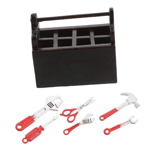 KOMBIUDA 1 Satz Kleine Werkzeugkiste DIY Mini Werkzeugkasten Mini-werkzeugkasten- Mini-möbelmodell Lustiges Werkzeugkasten Miniatur-hausaccessoires Aluminiumlegierung von KOMBIUDA