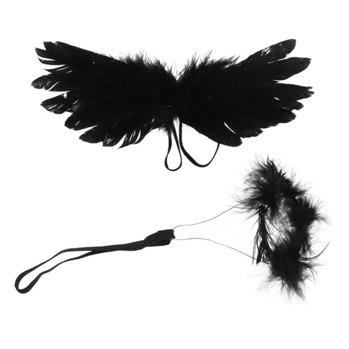KOMBIUDA 1 Satz Kopfschmuck Requisiten Engelsflügel für Puppe Flügel für Schuhe dekorative Engelsflügel-Dekore kleine Puppe Engelsflügel Puppe Cosplay Engelsflügel Miniflügel Feder Schwarz von KOMBIUDA