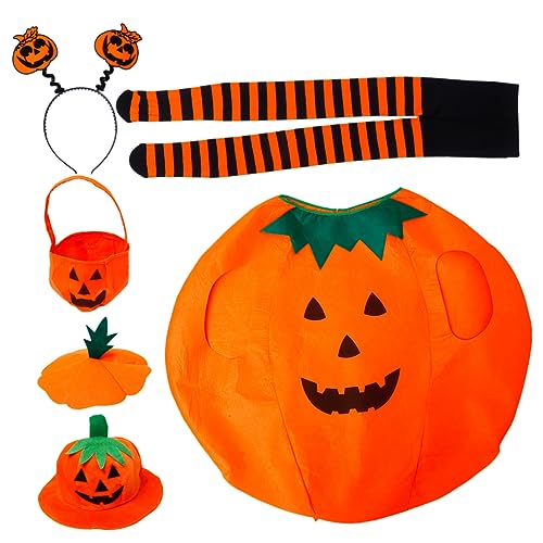 KOMBIUDA 1 Satz Kürbis-halloween-kostüm Kürbis Kinderkleid Halloween-kürbishut Halloween-kostüm Für Kürbis-cosplay-kostüm Kürbiskleid Für Erwachsene Halloween-party-anzug Tuch Orange von KOMBIUDA
