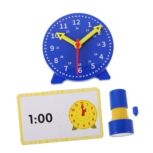 KOMBIUDA 1 Satz Lernuhr mit Stempel Zeitkarten und Modell für Uhrzeit Geeignet für Klassenzimmer und Zuhause Interaktives Lernspielzeug für Mädchen und Jungen von KOMBIUDA