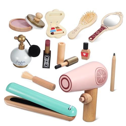 KOMBIUDA 1 Satz Make-up-Set Für Mädchen Rollenspielset Für Mädchen Salonspielzeug Spielzeugkosmetik Waschtischzubehör Für Kleinkinder Make-up-Set Für Mädchen Hölzern von KOMBIUDA