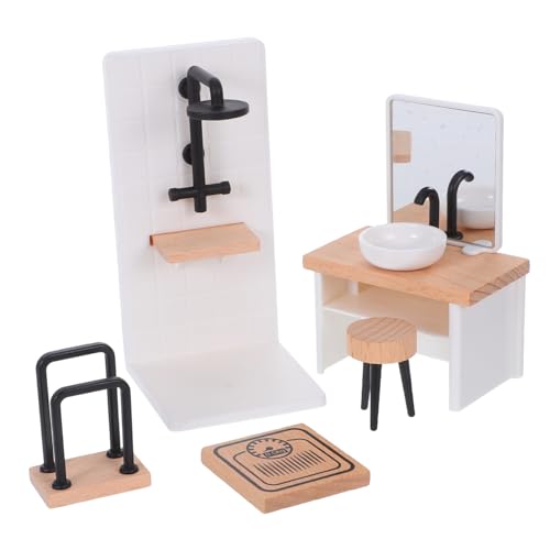 KOMBIUDA 1 Satz Maßstab Puppenhaus Möbel Mini Waschbecken Hocker Handtuchhalter Teiliges für Puppenzubehör von KOMBIUDA