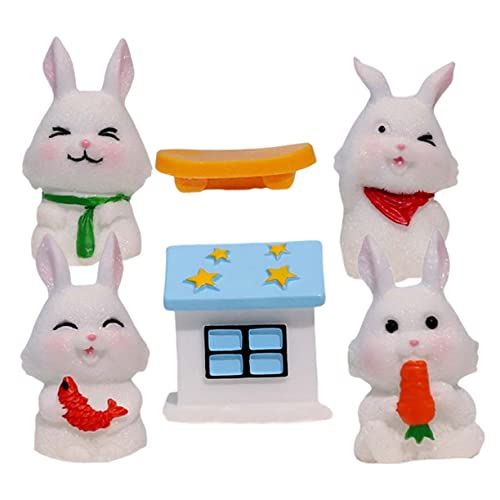 KOMBIUDA 1 Satz Mikro-landschaftskaninchen Miniatur-tierfiguren Hase Schmücken Kleine Hasenfiguren Gartenverzierung Mini-hasenfiguren Gartenschmuck Häschen-Statue- Harz von KOMBIUDA