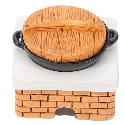 KOMBIUDA 1 Satz Mikrokochfeld Miniaturhaus Kit Mini-zimmerofen Kleiner Küchenherd Puppenhaus Miniaturen Küchenminiaturen Puppen-miniaturofen Miniatur-herdspielzeug Light Brown Plastik von KOMBIUDA