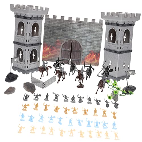 KOMBIUDA 1 Satz Militärsoldatenmodell Festungsmodellbausatz Kunststoff Europäische Krieger Mini-soldatenfiguren Mittelalterliche Partydekorationen Plastik Kind Minifiguren Miniatur von KOMBIUDA
