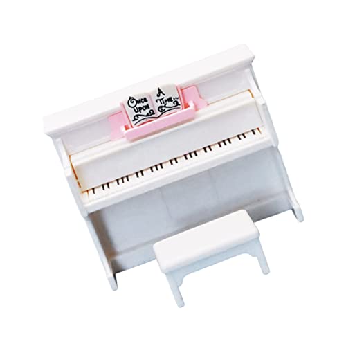KOMBIUDA 1 Satz Mini-Klavier-Ornament Puppen kinderpuppe Mini-Klavierstuhl mini Klavier Miniatur winziges Klavier Kinderspielzeug Mini-DIY- Plastik Weiß von KOMBIUDA