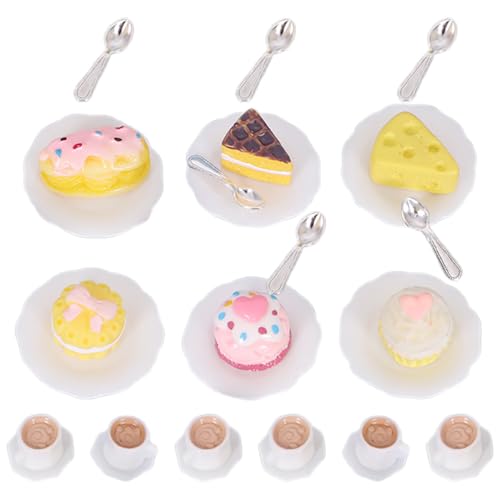 KOMBIUDA Miniatur-küchenzubehör-Set 24-teiliges Mini-lebensmitteldekor Für Puppenhaus Teeservice Und Desserts von KOMBIUDA