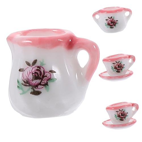 KOMBIUDA 1 Satz Mini-küchenzubehör Kleine Untertasse Miniaturmodell Mini-hausdekoration Mini- -teegeschirr Puppenhaus Teetasse Mini-teetasse Küche Rollenspiel Miniaturutensilien Keramik von KOMBIUDA