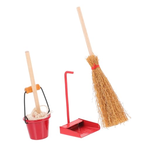 KOMBIUDA 1 Satz Mini-mopp Reinigungswerkzeuge Für Puppen Kehrschaufel-Besen- Mini-kehrschaufel Besenstütze Dollhouse Cleaning Kit Besen Simulierter Besen Schmiedeeisen von KOMBIUDA
