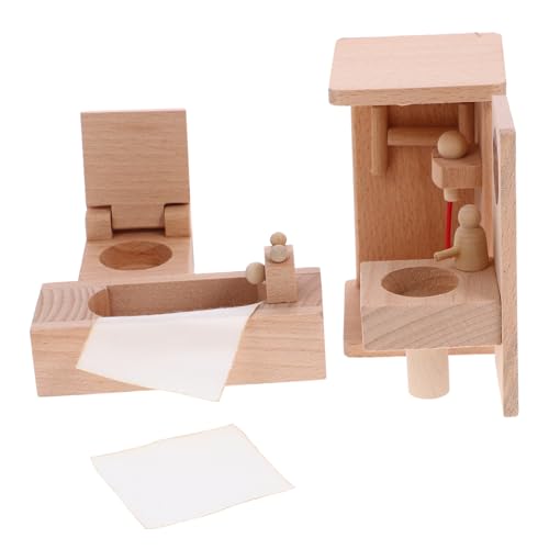 KOMBIUDA 1 Satz Miniaturmöbel für Badezimmer Puppenhausmöbel Zubehör für Puppenhäuser zubehör puppenhaus puppenhauszubehör Miniatur-Badezimmer-Requisite Duschraum-Minimodell Wohnkultur Holz von KOMBIUDA