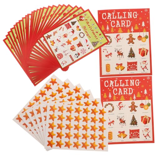 KOMBIUDA 1satz Weihnachts Bingo Karten Für Spieler Bingo Spiel Für Weihnachtsfeier Tragbare Papierspielkarten Mit Festlichen Motiven Für Und von KOMBIUDA