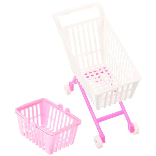 KOMBIUDA 16 cm Mini-einkaufswagen Puppenwagen Supermarkt-einkaufswagen Modell Kunststoff Desktop- 2-teiliges Set Zufällige Farbe von KOMBIUDA