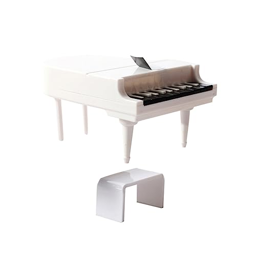 KOMBIUDA 1 Satz Puppenhaus-Klavier Mini-Piano-skulptur Digitalpianos Mini-Klavier Aus Holz Mini-Piano-Statue Mini-Spielzeug Mini-hausverzierung Mikrospielzeug Miniatur Weiß Klavierhocker von KOMBIUDA
