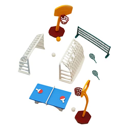 KOMBIUDA 1 Satz Puppenhaus-basketballkorb Mini-Puppen Minipuppen-Basketball Miniatur Puppenmöbel Fussball Kuchen Deko Fussball Tortendeko Tischtenniskelle Modell Zubehör Plastik von KOMBIUDA