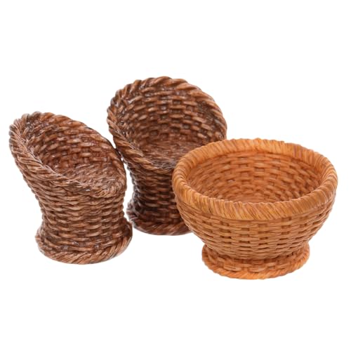 KOMBIUDA 1 Satz Puppenmöbel Aus Bambus Miniaturspielzeug Korb Für Spielzeughaus Miniatur-korbmodell Kleiner Korb Puppenhaus Puppenhaus-möbelkorb Esskorbmodell Plastik Light Brown von KOMBIUDA