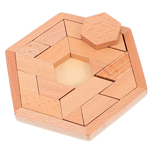 KOMBIUDA 1 Satz Puzzle-Bausteine Kinder rätsel Puzzle für Erwachsene Tangram Kinder entwicklung Spielzeug Rätsel für Erwachsene lustiges Rätsel Sechseck-Puzzle hölzern hochwertiges Holz von KOMBIUDA