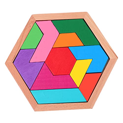 KOMBIUDA 1 Satz Puzzle-Bausteine kidult Tangram aus Holz Kinder rätsel holzpuzzle Tangram Kinder Puzzle Rätsel für Erwachsene Spielzeug Tangram-Puzzle Sechseck-Puzzle hölzern Tellerventil von KOMBIUDA