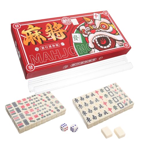 KOMBIUDA Klein 1 Satz Reise Mahjong Set Kleines Mahjong-Set Tragbare Mahjong-spielsteine Mini Mahjong Steine Tragbar Mahjong Set Chinesisches Mahjong-Spiel Reisen Weiß Camping Spielset PVC von KOMBIUDA