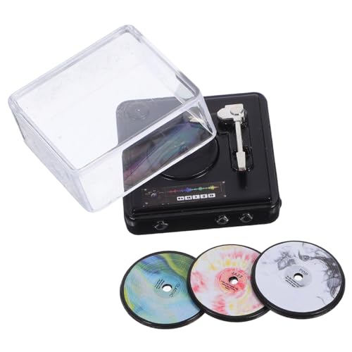 KOMBIUDA 1 Satz Retro Cd Spieler für Puppenhaus Miniaturmöbel mit Schallplatten für Realistische Szenenbereicherung von KOMBIUDA