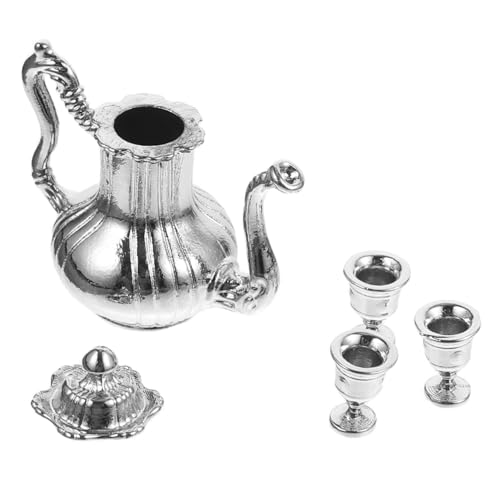 KOMBIUDA 1 Satz Satz Zubehör für Puppenhäuser wohnaccessoires sammlerstücke Tee-Set Tea pots verkleidung Küche Rollenspiel Mini-Hausdekoration Mini-Teetasse Mini-Küchenzubehör Metall Silver von KOMBIUDA