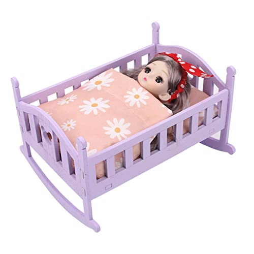 KOMBIUDA 1 Satz Satz babywiege aus Holz holzspielzeug Toys Cradle puppenbett Kinderbett holzdeko Mini- -Puppenbett Puppenmodell Miniaturbett hölzern von KOMBIUDA