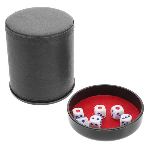 KOMBIUDA 1Satz Silent Dice Set Geräuschdämpfender Würfelbecher mit Basis Pu-Leder Würfel Shaker für Partyspiele und Ktv für Ruhige Spielabende mit Würfeln und Zubehör von KOMBIUDA