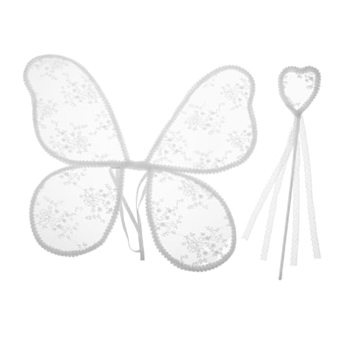 KOMBIUDA Schmetterlingsengel-kostüm-Set Für Mädchen Mit Spitzenflügeln Und Zauberstab Für Weihnachts-Cosplay-Party Und Verkleidungspartys von KOMBIUDA
