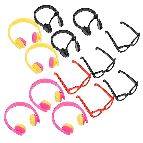 KOMBIUDA 1 Satz Schnapsgläser Kopfhörer Headset Spielbrille Vortäuschen Puppenbrille Dekorative Glasdekore Puppe Mini-Brille Dekorative Brillenrequisiten Winzige Gläser Plastik von KOMBIUDA