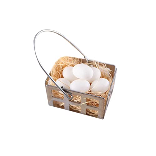 KOMBIUDA 1 Satz Shiwan-Ei-Modell Spender Dinge Aufbewahrungsornament Korb Miniaturen Bausatz Klein Wachteleier Zappeln Halter Küche Markt Winzig Automatisch Gras Silver von KOMBIUDA