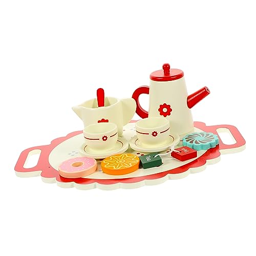 KOMBIUDA 1 Satz Simulation Tee-Set Spielzeughausverzierungen Miniaturmöbel Tea-time-spielset Winziges Hausdekor Miniatur-Dekorationen Teegeschirr Aus Holz Für Kleinkinder Hölzern von KOMBIUDA