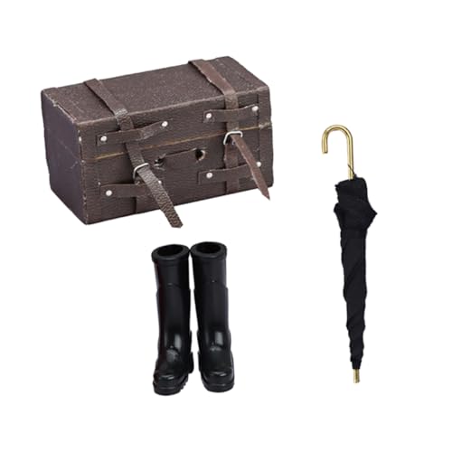 KOMBIUDA 1 Satz Simulations-Reiseanzug Untertasse Netzperücke Schirmmöbel Deckel puppenhausmöbel puppenstubenzubehör Kofferset puppenzubehör Koffermodell Zubehör für Hausmodelle Stoff Black von KOMBIUDA
