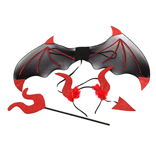 KOMBIUDA 1 Satz Teufelsflügel Zubehör Halloween Stirnbänder Stirnband Hörner Engel Teufel Halloween schminke Halloween Make up Halloween-Cosplay-Requisiten Foto -Requisiten Eisendraht rot von KOMBIUDA
