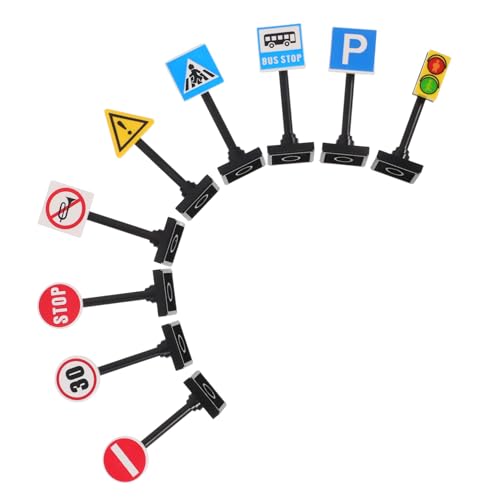KOMBIUDA 1 Satz Verkehrszeichen- Vorschulspielzeug Klingeltöne Für Hängende Dekoration Karierte Abziehbilder Mini- Miniaturzeichen Auto-innendekoration Abs von KOMBIUDA