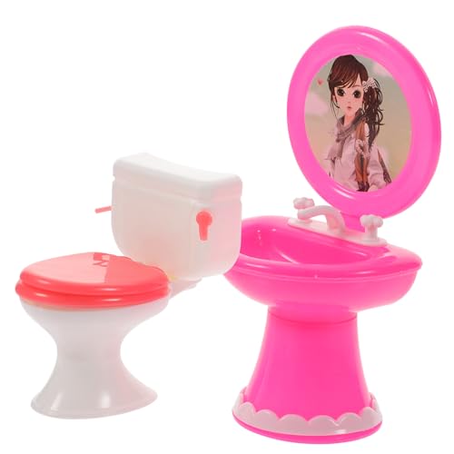 KOMBIUDA 1 Satz Waschbecken Toilette für kinderspielzeug puppenstubenmöbel Keksform Zubehör-Statue Abs Die puppenhaus Toilette waschbecken Mini-Puppenhaus- Plastik von KOMBIUDA