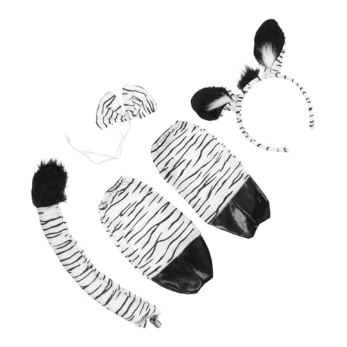 KOMBIUDA 1 Satz Zebrakostüm Tiere Zebra-kostüm Dschungeltier-Cosplay-Outfit Party Dekoratives Stirnband Partydekorationen Tierkostüm Zebra-handschuh Zebra -Stirnband Stoff von KOMBIUDA
