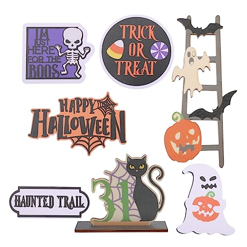 KOMBIUDA 1 Satz hölzerne Ornamente Halloween-Fensteraufkleber Halloween-Haustürdekoration Zwerge Kürbisse Halloween Dekoration Halloween-Dekoration Bauerntablett- Halloween-Zeichen MDF von KOMBIUDA