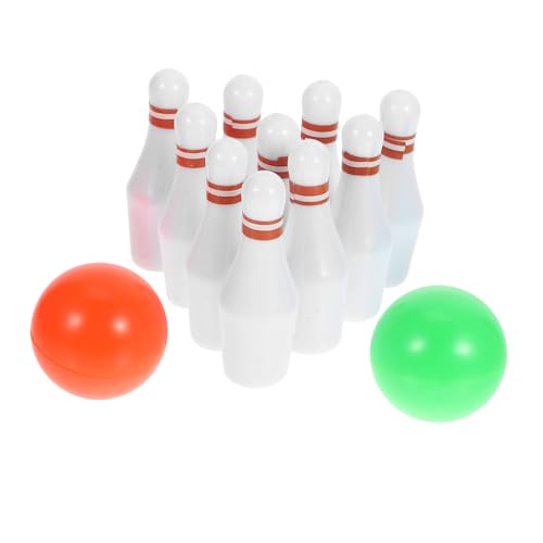 KOMBIUDA 1 Set Bowlingkugel Bowling Pins Für Mini Bowlingkugel Tortenaufsatz Mini Sportdekoration Miniatur Sportzubehör Rollenspiel Puppenhaus Kunststoff Weiß von KOMBIUDA