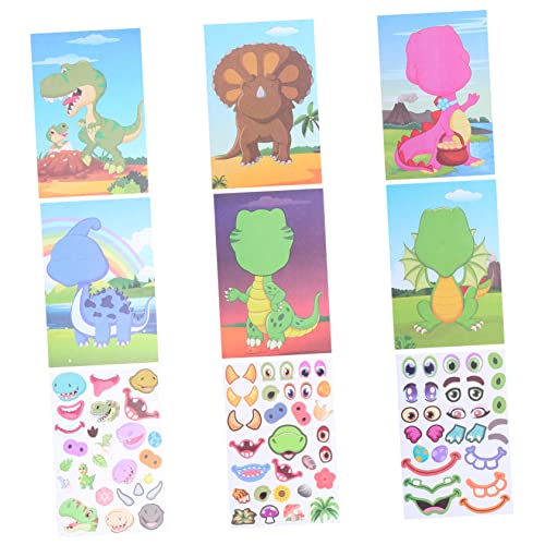KOMBIUDA 1 Set Dinosaurier Aufkleber Machen Sie Ihren Eigenen Tiergesichtsaufkleber Puzzle Aufkleber Machen Sie Einen Gesichtsaufkleber Dinosaurier Gesichts Emotionsaufkleber Match von KOMBIUDA