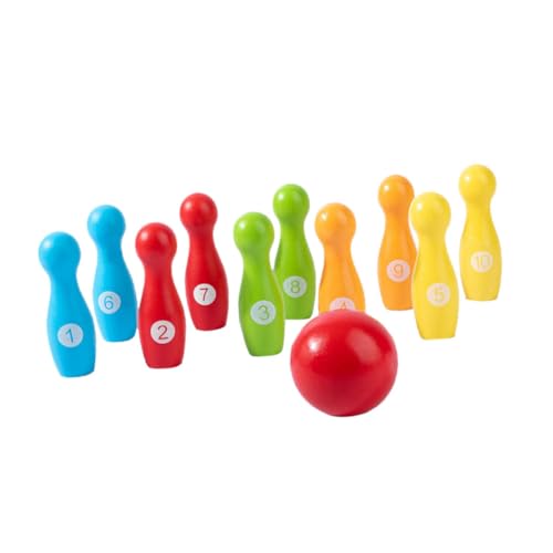 KOMBIUDA Holzspielzeug Bowlingspielset Für Kinder Lernspielzeug Aus Holz Frühes Lernspielzeug Zum Spielen von KOMBIUDA