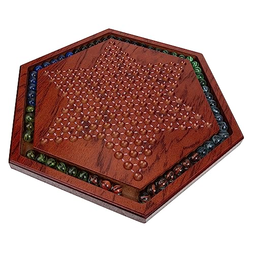 KOMBIUDA Holz Sechseckiges Dame Spiel Satz Traditionell Chinesisches Brettspiel Für Kinder Erwachsene Mit Glassteinen von KOMBIUDA