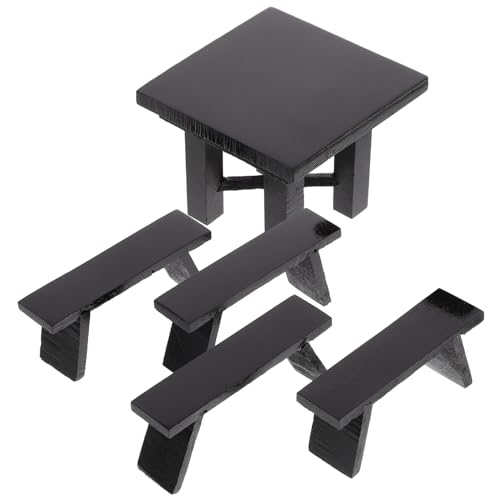KOMBIUDA 1 Set Holz Mini Schreibtisch Ornament Schwarz Schreibtisch Modell Kleine Holz Stühle Modell Puppe Layout Prop KOMBIUDA 1 Set Holz Mini Schreibtisch Ornament Schwarz Schreibtisch Modell Kleine Holz Stühle Modell Puppe Layout Prop von KOMBIUDA