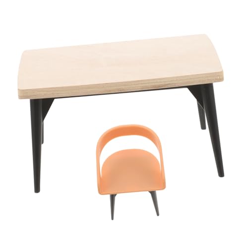 KOMBIUDA 1 Set Holz Miniatur Tisch Und Stühle Puppe Möbel Puppe Miniatur Möbel Puppe Tisch Modell von KOMBIUDA
