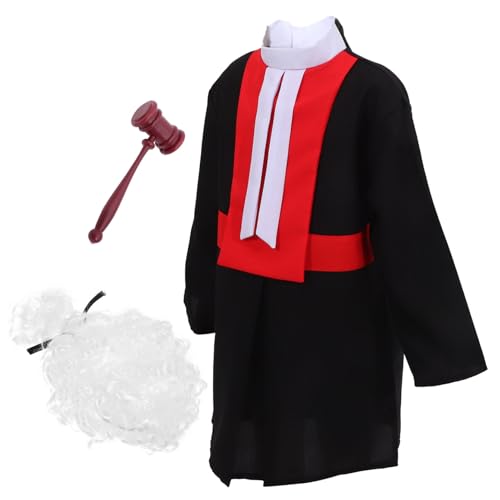 KOMBIUDA 1 Set Kinderrichteruniform Karriere Kinderrichterhammerperücke Richter Altmodisches Richteroutfit Kinderrobe Richterkostüm Spielhauspartyperücke Richterkopfbedeckung KOMBIUDA 1 Set Kinderrichteruniform Karriere Kinderrichterhammerperücke Richter Altmodisches Richteroutfit Kinderrobe Richterkostüm Spielhauspartyperücke Richterkopfbedeckung von KOMBIUDA