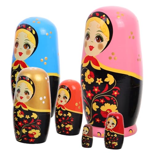 KOMBIUDA Handgefertigtes 6-lagiges Russisches Puppen-nistspielzeug Aus Holz Für Kinder Lernset von KOMBIUDA