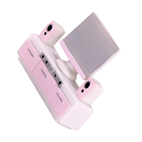 KOMBIUDA 1 Set Mini Tv Schrank Audio Set Mini Hausmöbel Puppenhaus Schlafzimmermöbel Miniatur Szene Seitenschrank Mini Puppenhausmöbel Mini Möbel Ornament Rosa Harz von KOMBIUDA