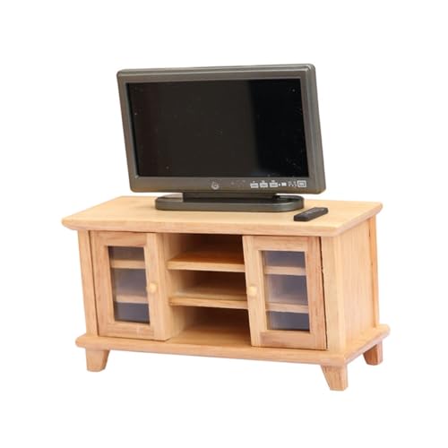 KOMBIUDA 1 Set Simulierte Möbelmodelle Dekorationen Ornament Fernseher Mini Puppenhaus Möbel Spielzeughaus Mini Fernseher Kleines Holzmöbel Brauner von KOMBIUDA