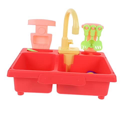 KOMBIUDA 1 Set Spülmaschine Seifenblasenmaschine Lebensmittel Wasserbad Waschbecken Wasser Spielküche Spielküche Puppe Vogel Wassertrog Rot Abs von KOMBIUDA
