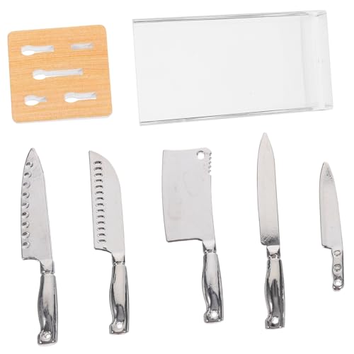 KOMBIUDA 1 Set Transparentes Messerset Mini Küchenzubehör Mini Küchenschneider Mini Puppenhaus Zubehör Miniatur Küchengeschirr Miniatur Requisite Mini Cutter Kunststoff Orange von KOMBIUDA